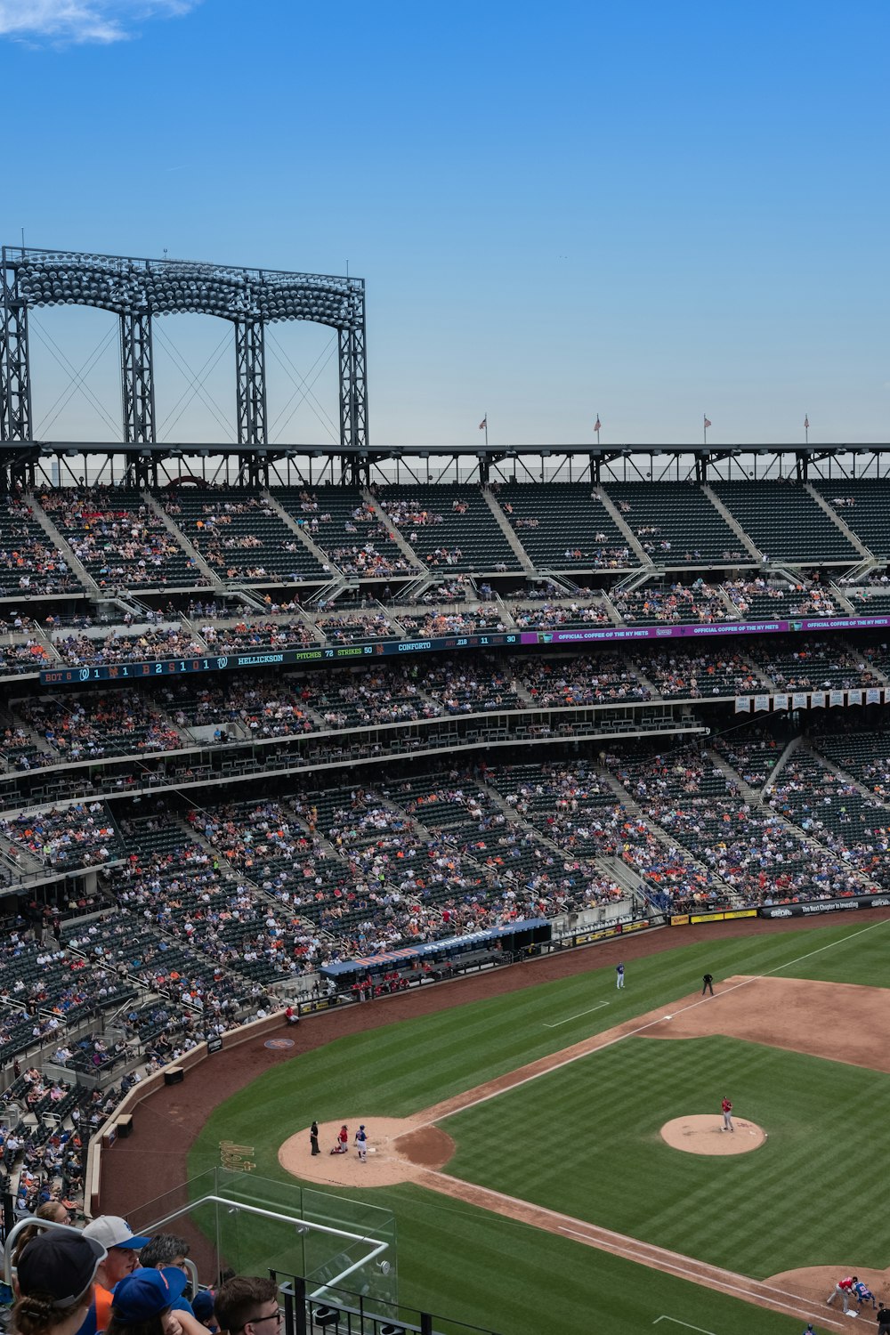 view of baseball field under clear sky