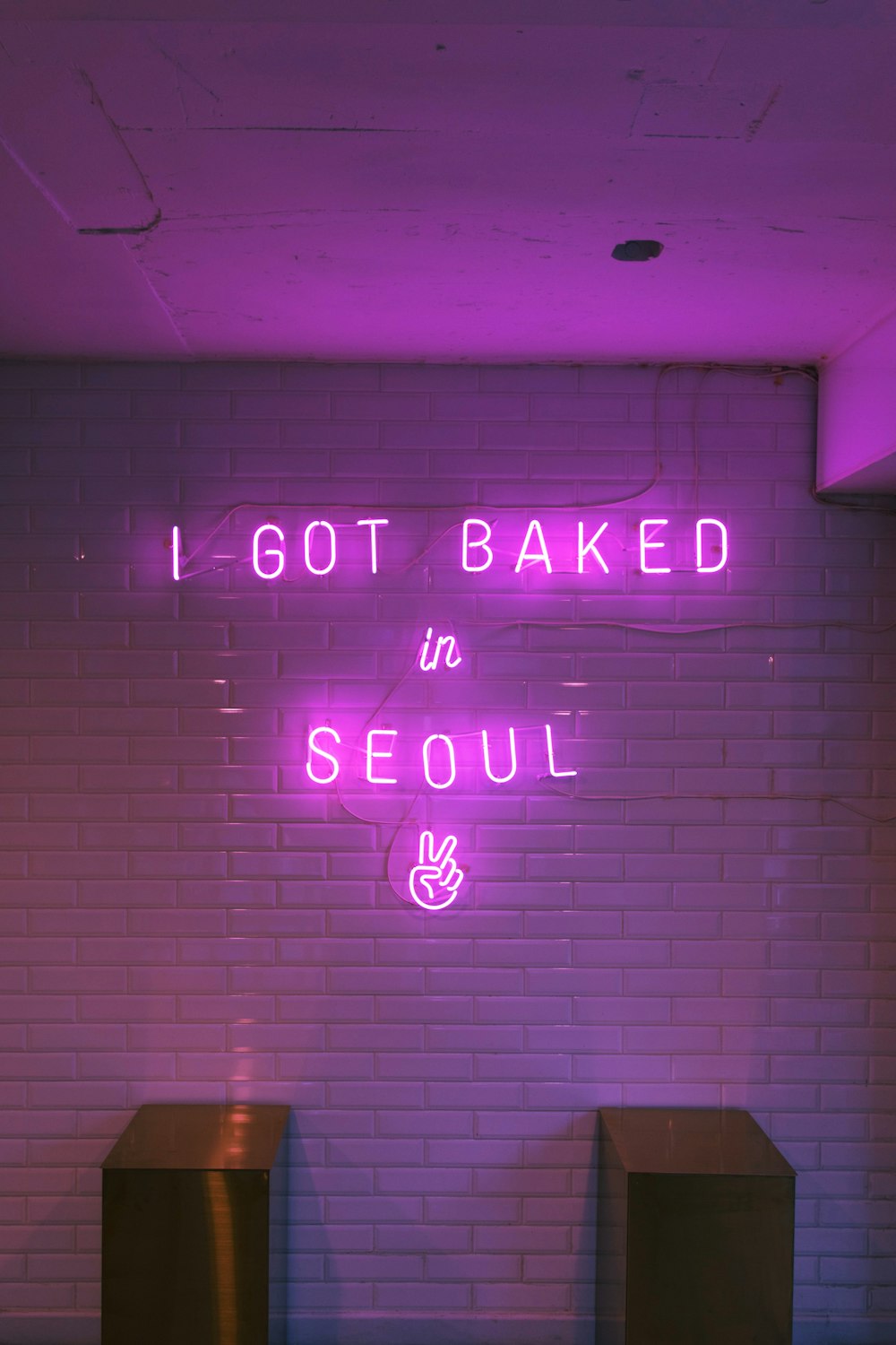 I got baked in Seoul neon light on wall