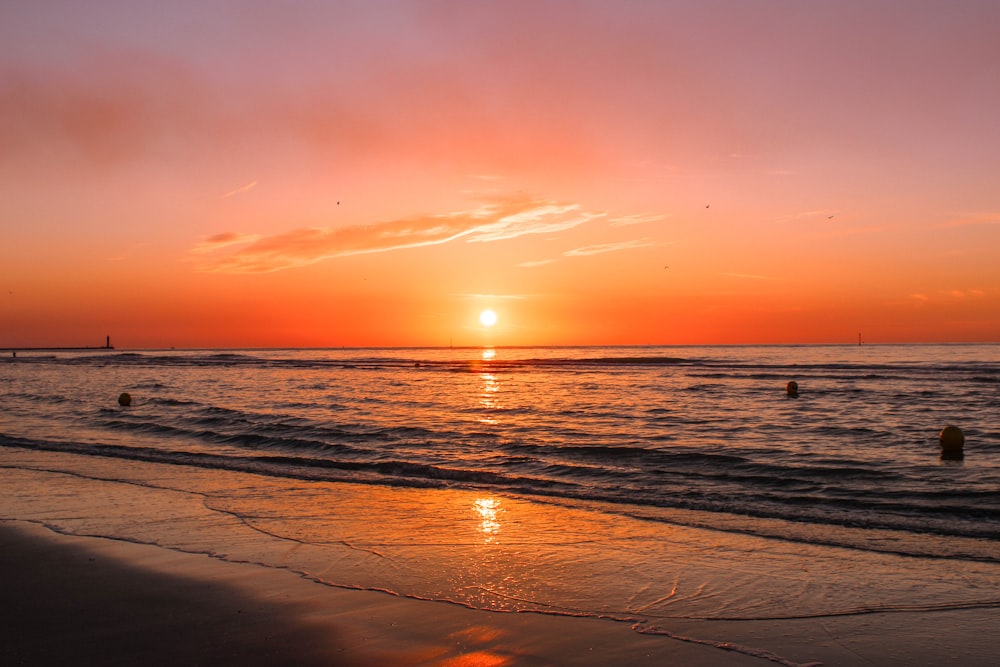 panoramic photo of golden hour on sea horizon