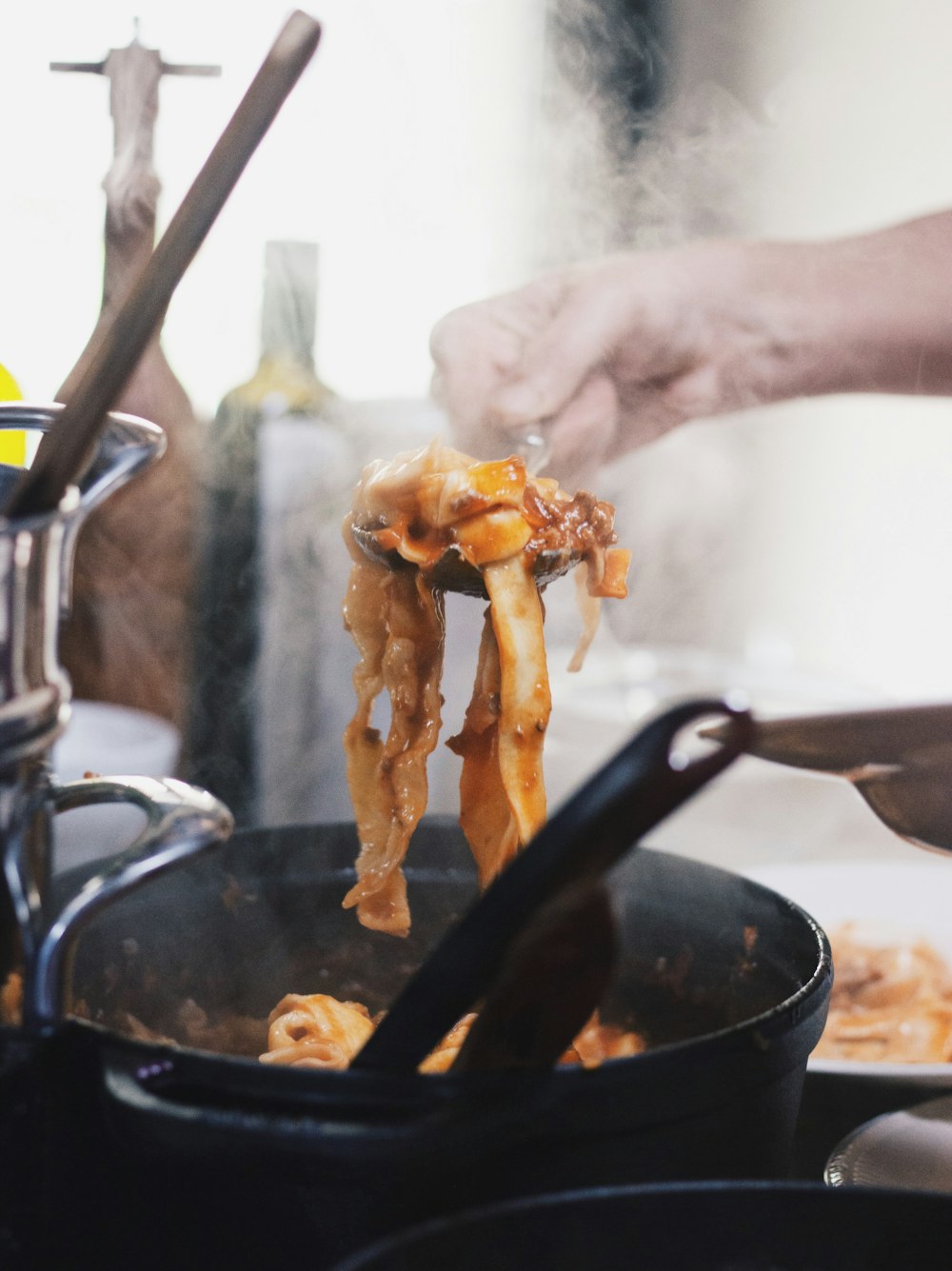 person cooking food