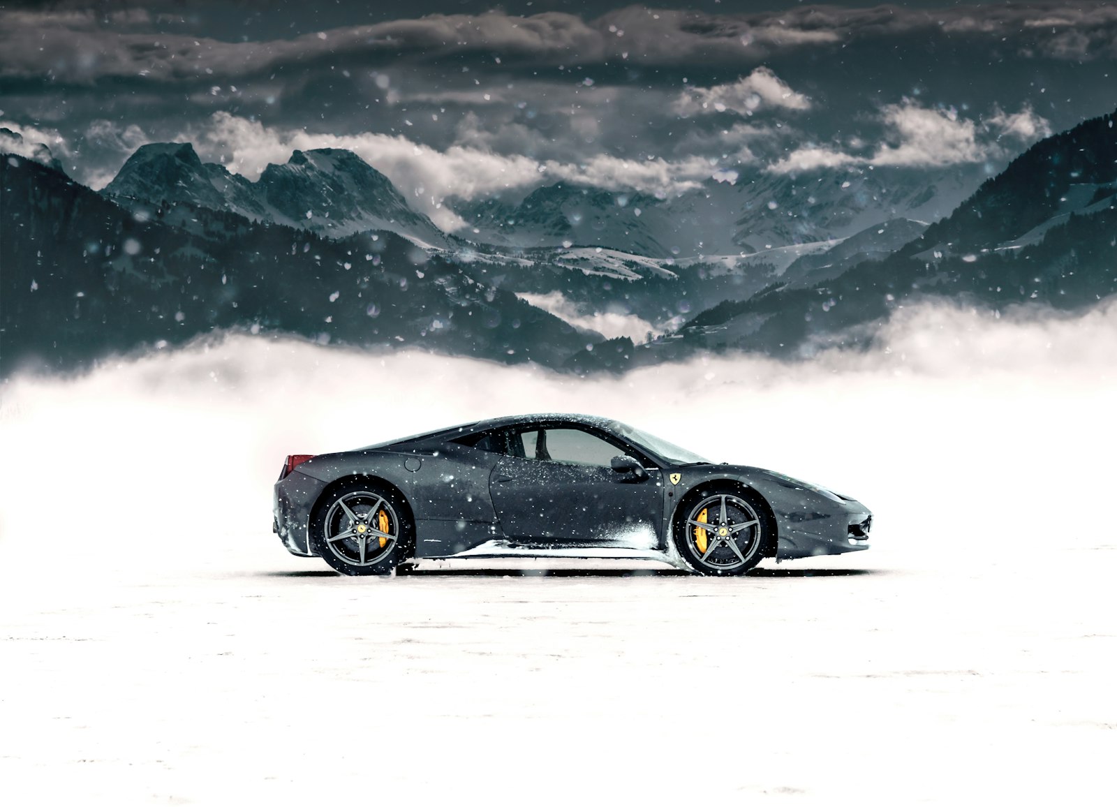 Nikon D750 + Nikon AF-S Nikkor 28-300mm F3.5-5.6G ED VR sample photo. Gray coupe on snow photography