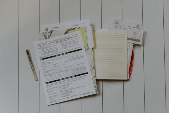 Export invoice and documents on a desk