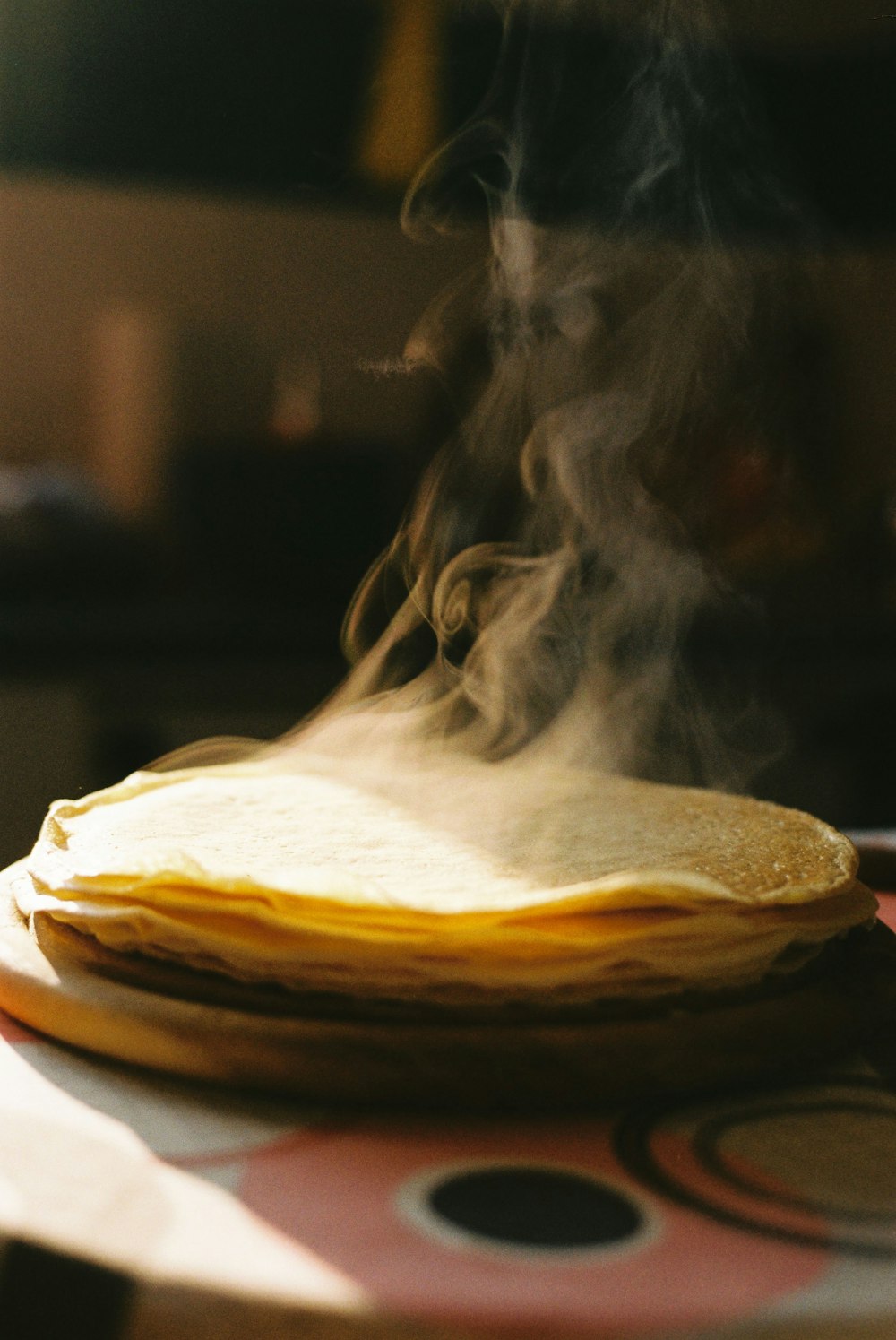 cooked pancake on table