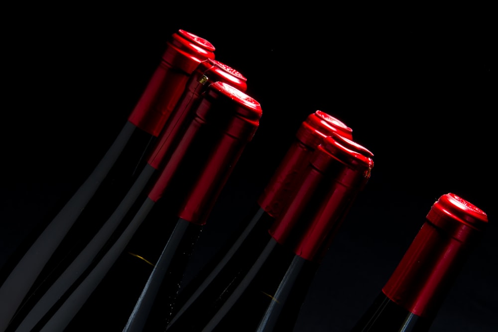 red capped bottles