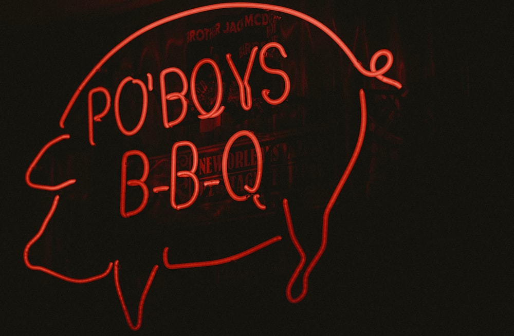 Poboys B-B-Q light signage