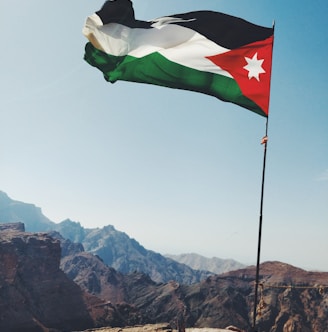 Jordan flag on rock formation