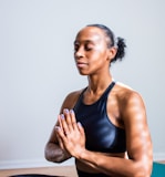 woman wearing black sports bra