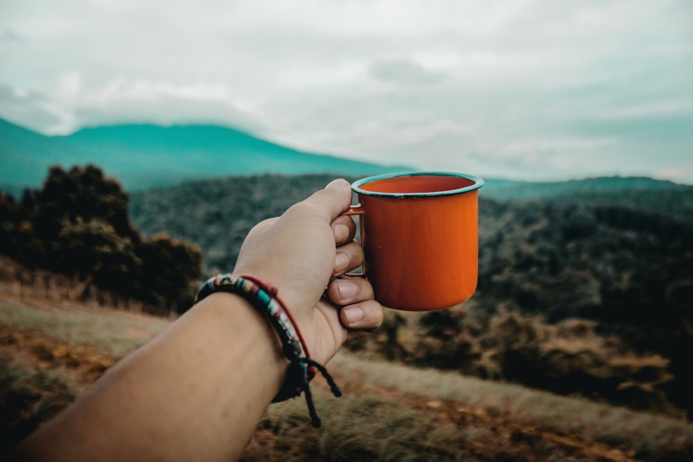 orange metal cup