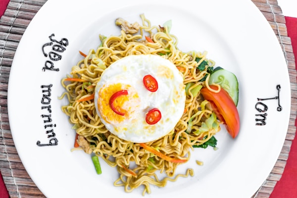 Noodles and egg