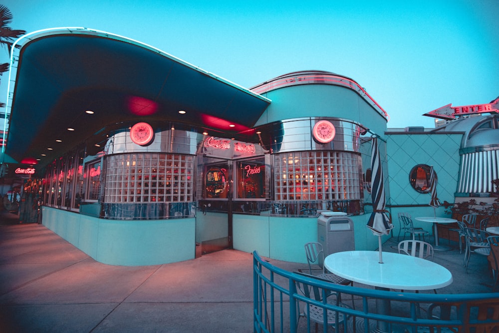 tables and chairs outside restaurant