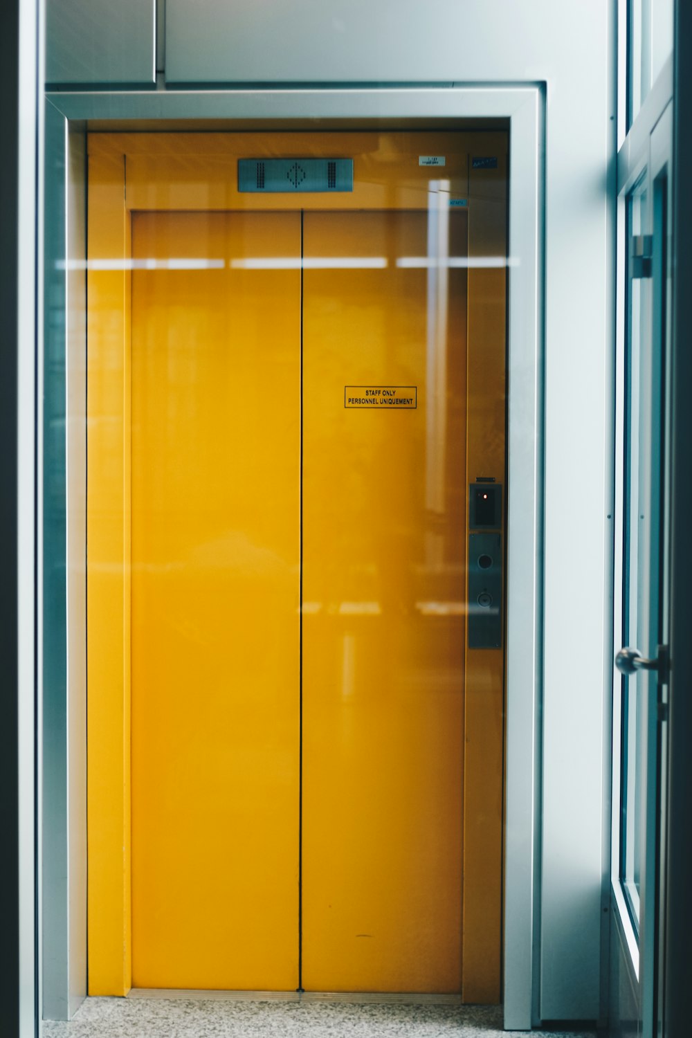 closed yellow elevator
