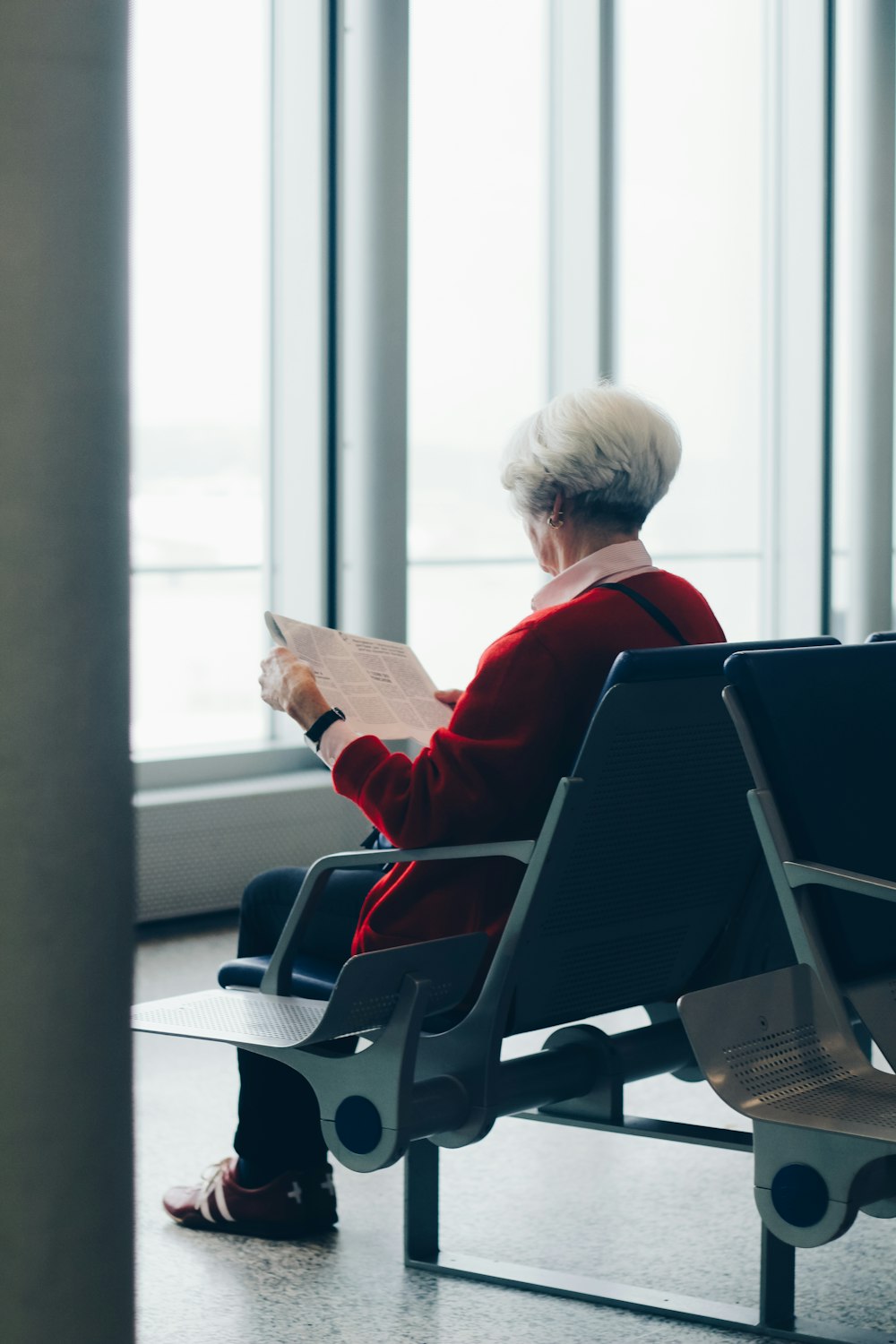 woman reading book