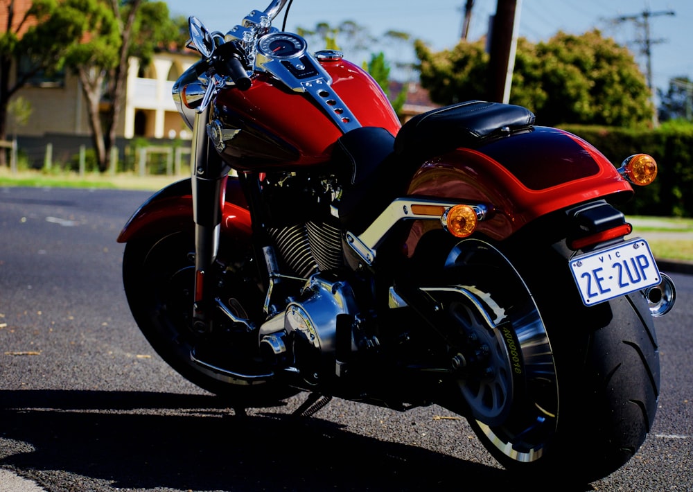 selective focus photography of red sports bike