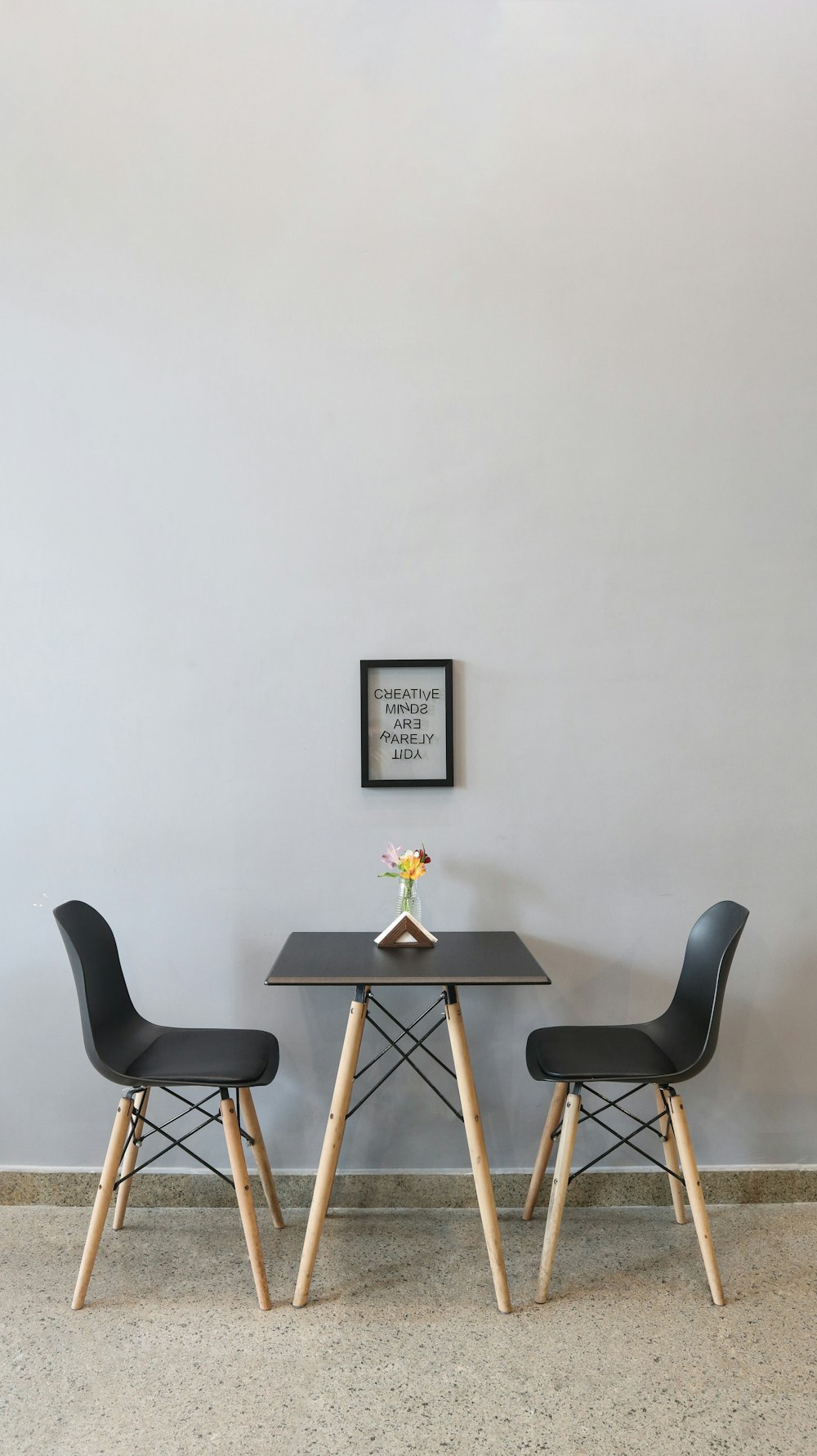 black couple dining set with yellow flower