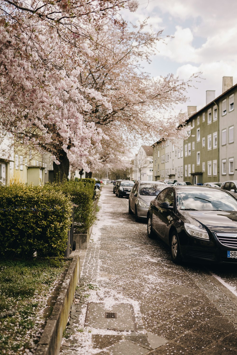 black Opel vehicle parked on sidewalk