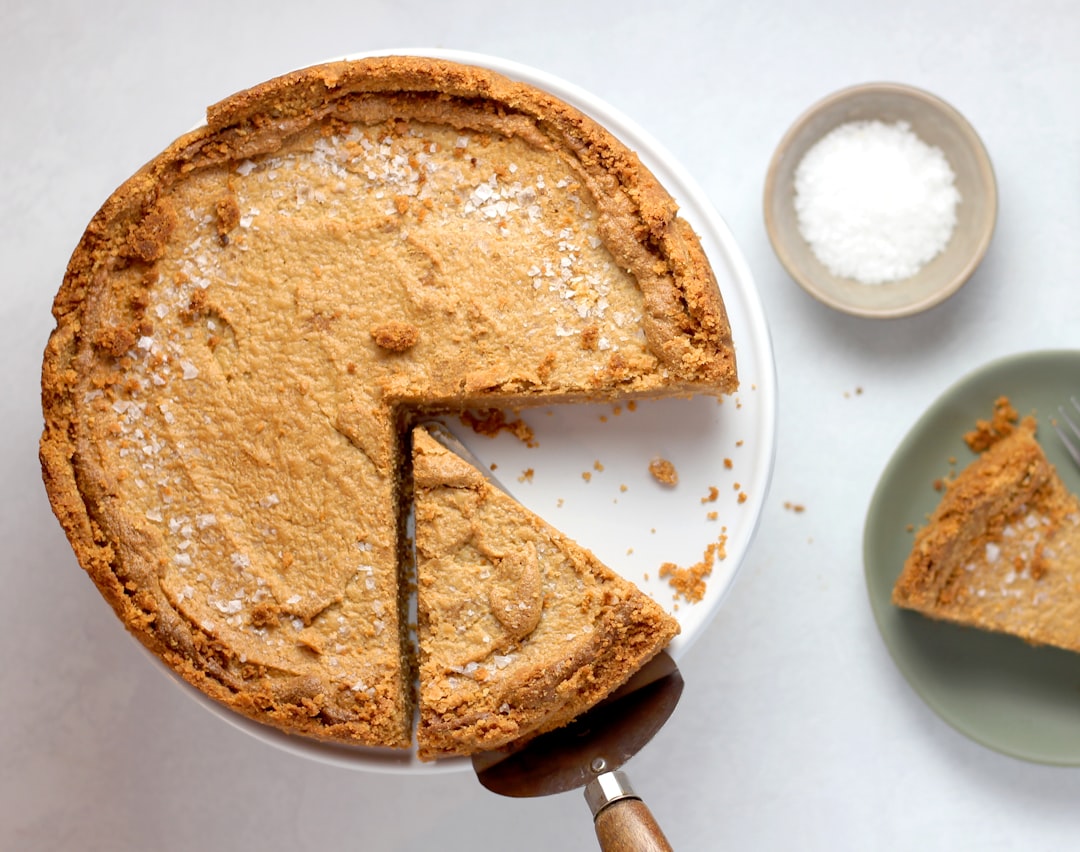 pie on cake stand, Peanut butter pie with a Ritz cracker crust.