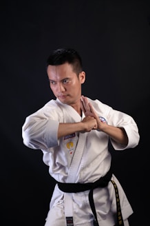 man in karate gi outfit