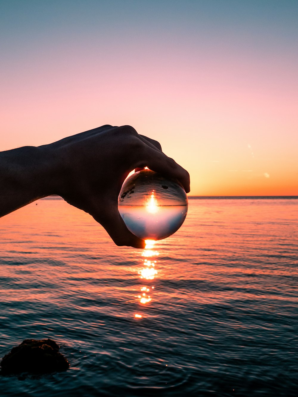 crystal ball photography of golden hour