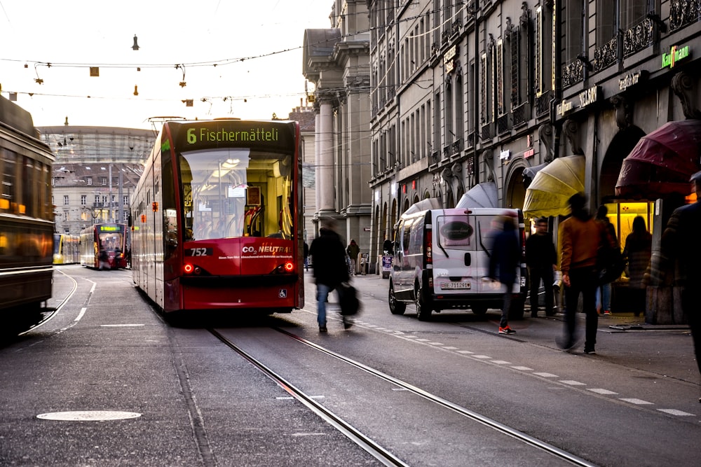 man passed by tram during day time