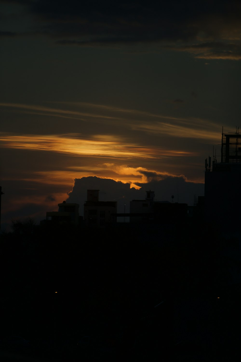 silhouette photograph of structures