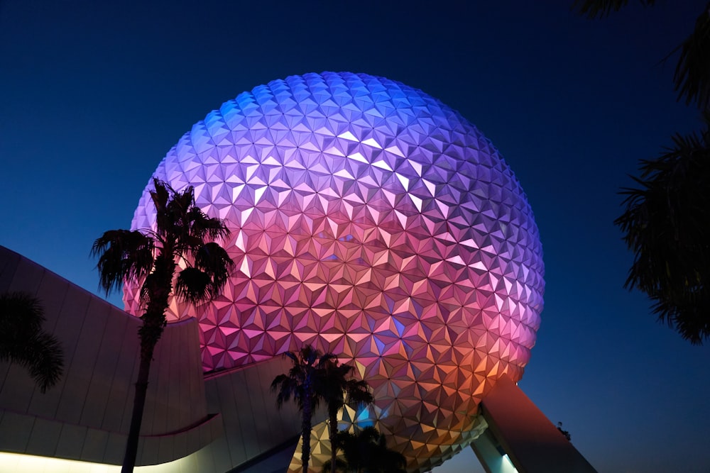 round building top during blue hour