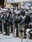 police men wearing helmets