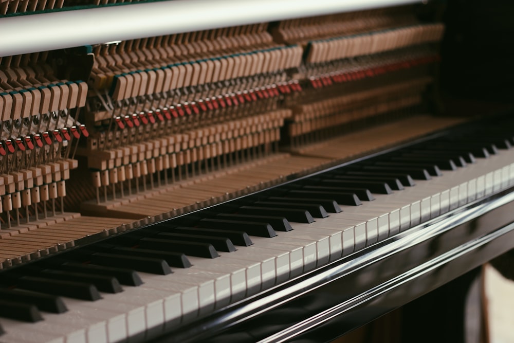 black upright piano