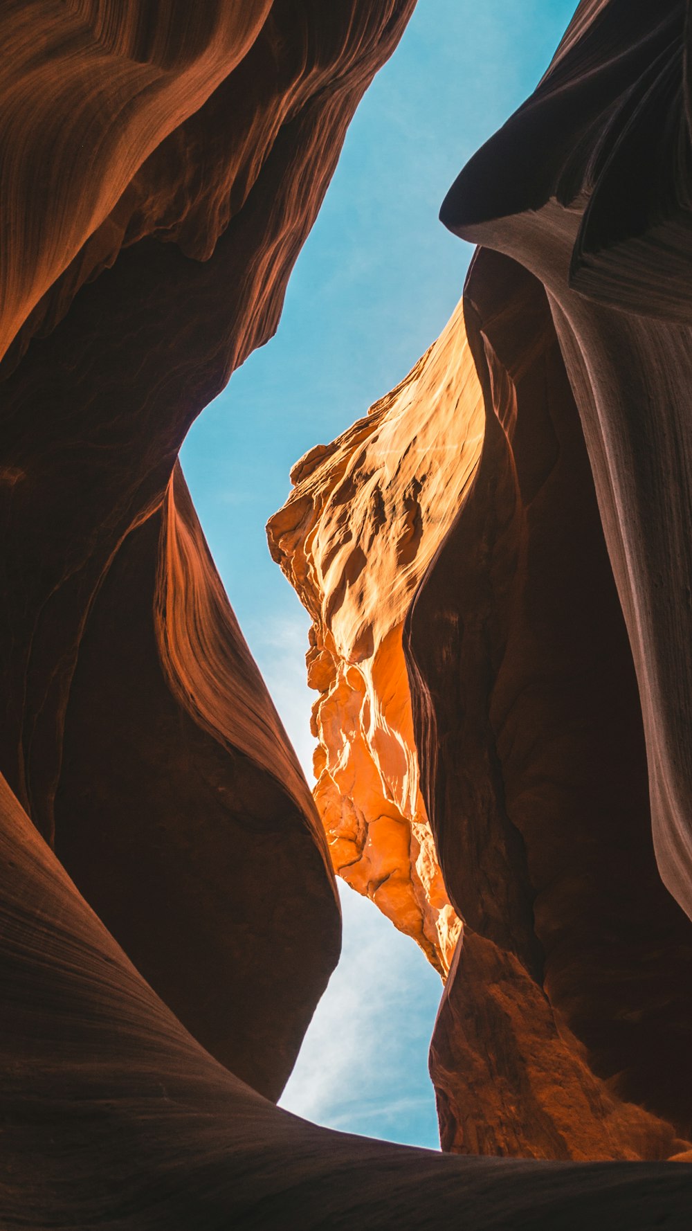 low-angle photography of rock formation