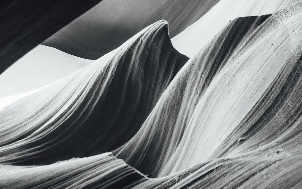 grayscale photography of land formation