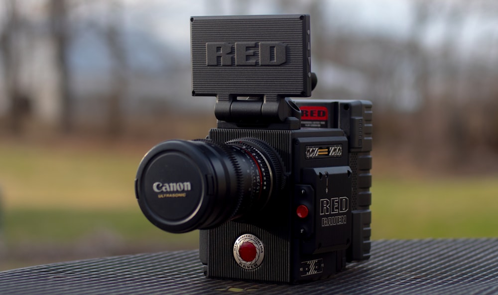 a camera sitting on top of a table