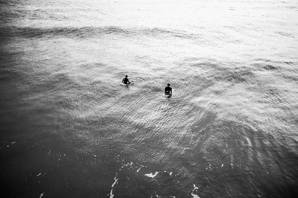 aerial view photography of two person on body of water