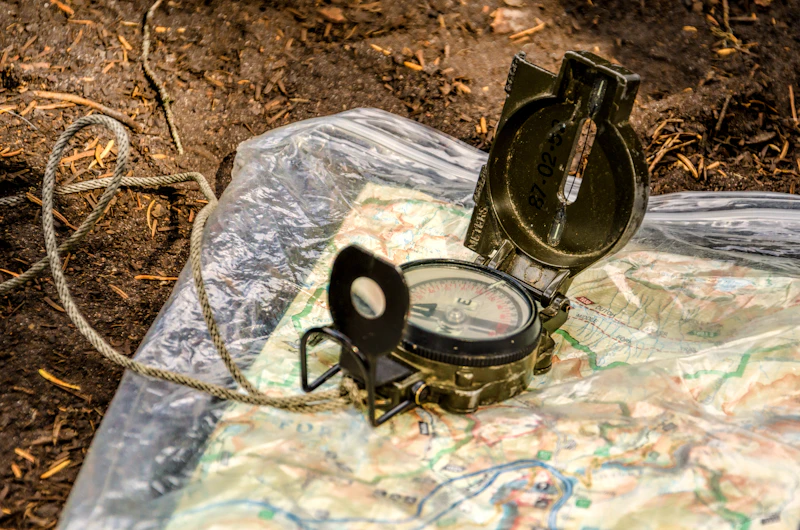 Brújula y herramientas de navegación como equipamiento de orientación para preparacionistas