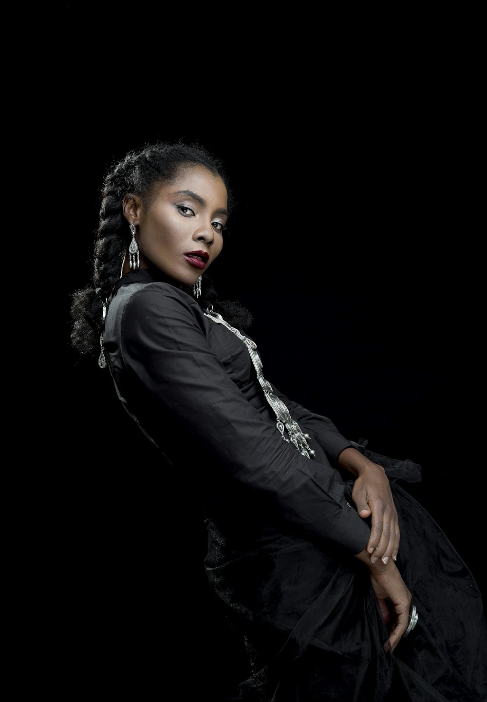 Woman On Front Of Black Background Photo Free Person Image On