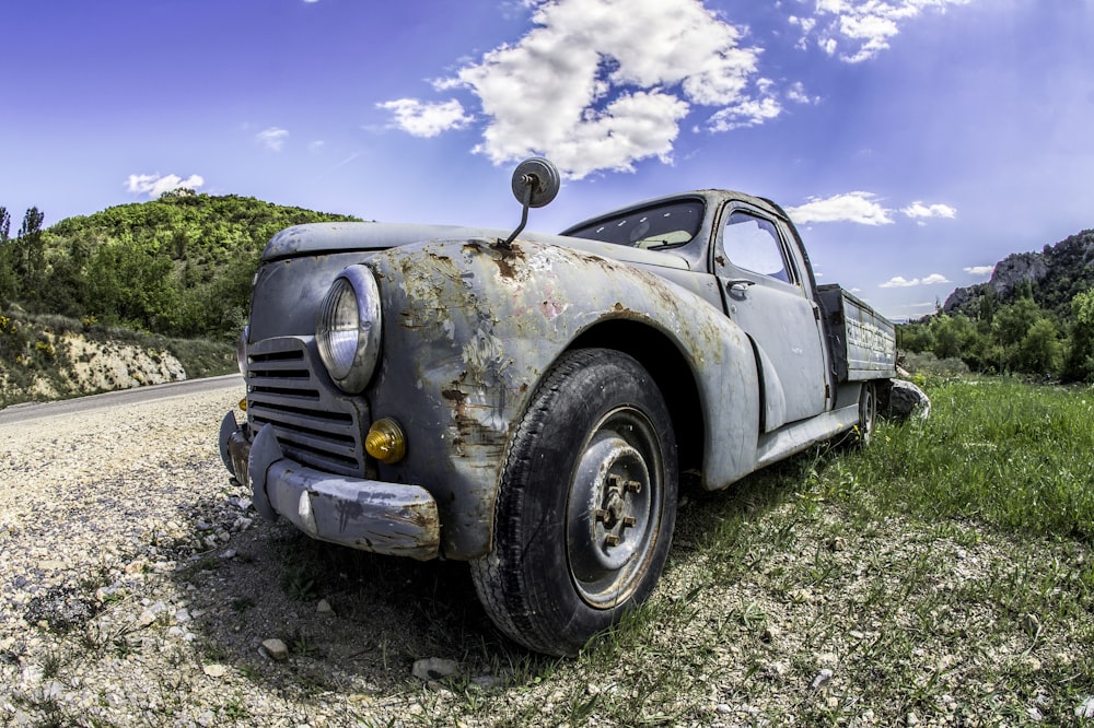 gray utility truck