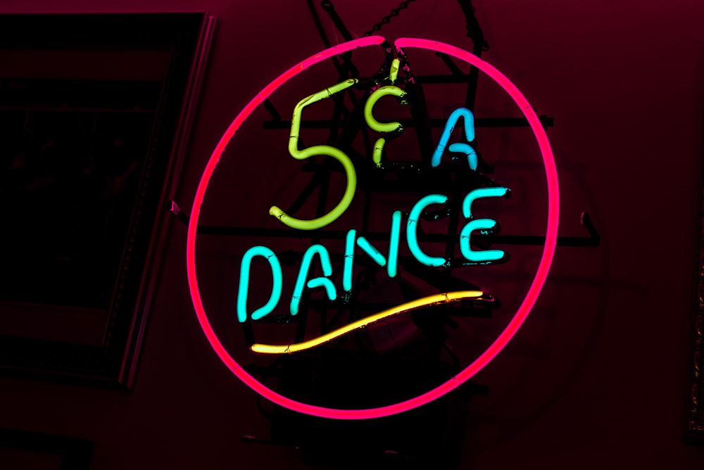 pink and blue 5 A dance neon signage