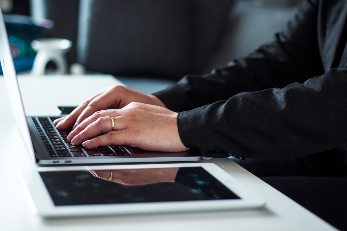Paralegal getting started with AI tools for paralegals on a laptop in a law office