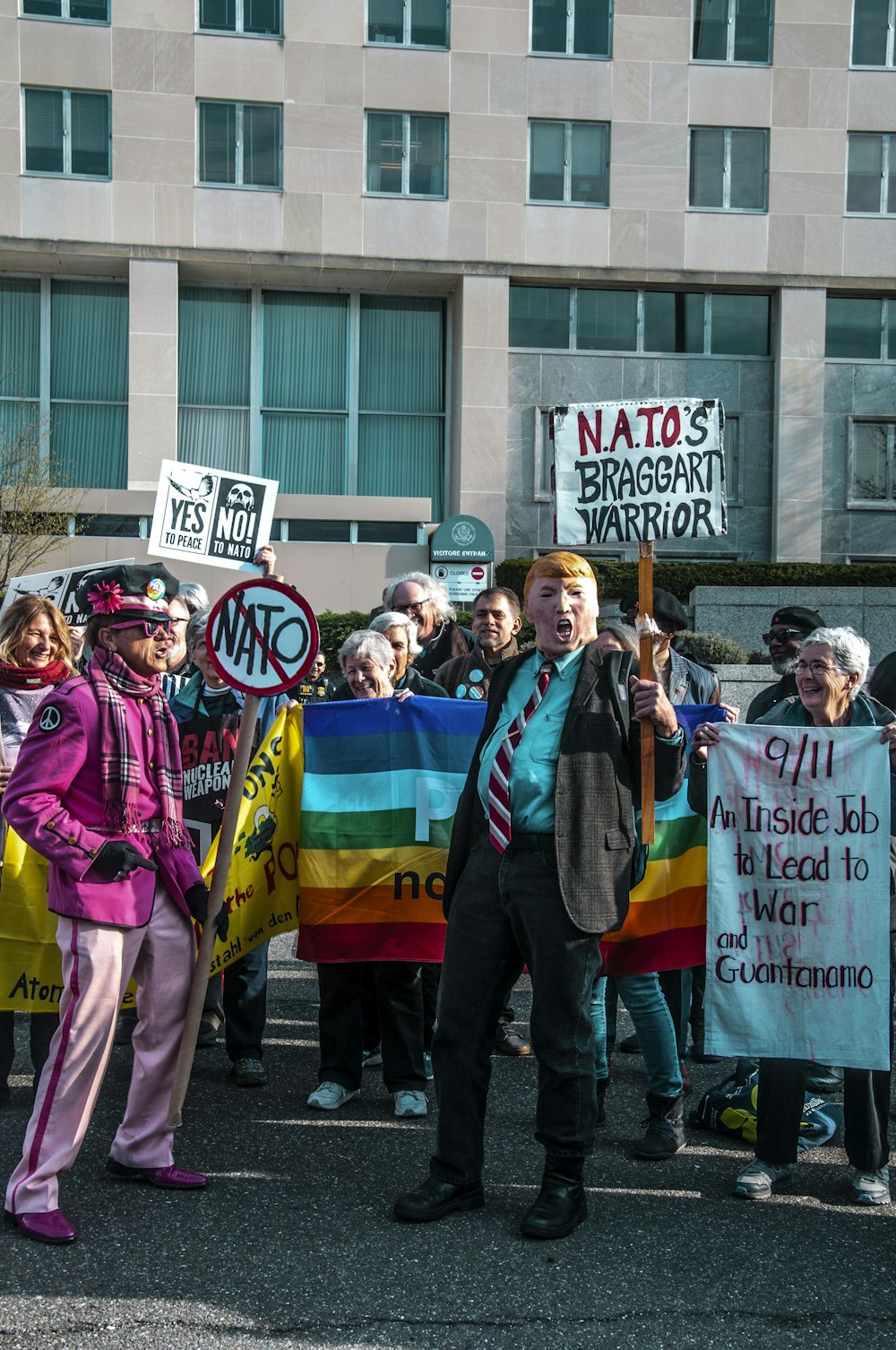 man holding signage