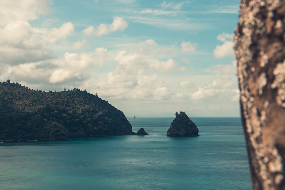 black rock islet in channel