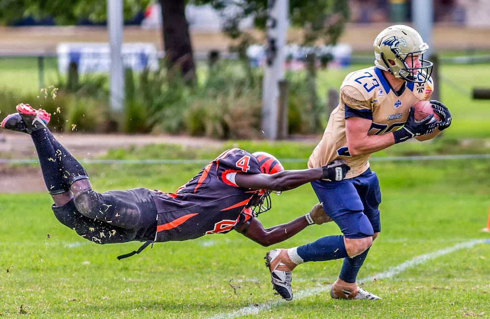 two men playing football