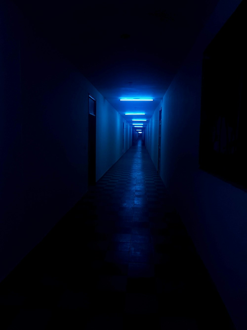 dimmed hallway