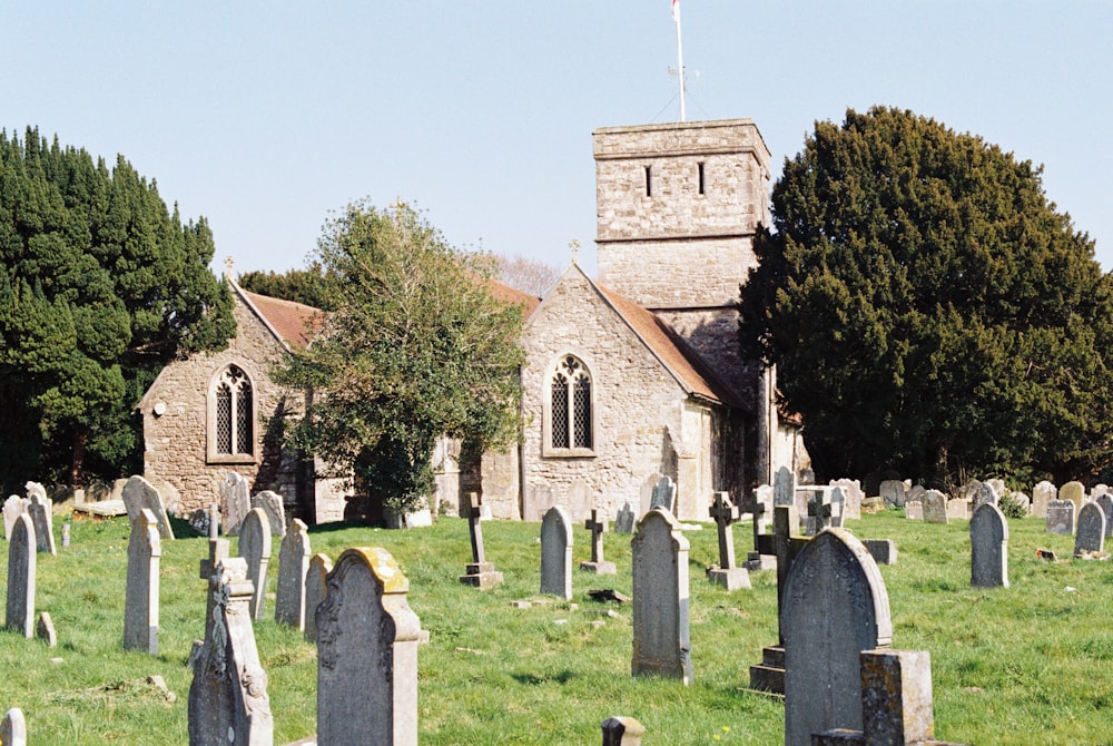 graveyard with church background