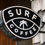 close view of Surf Coffee signage