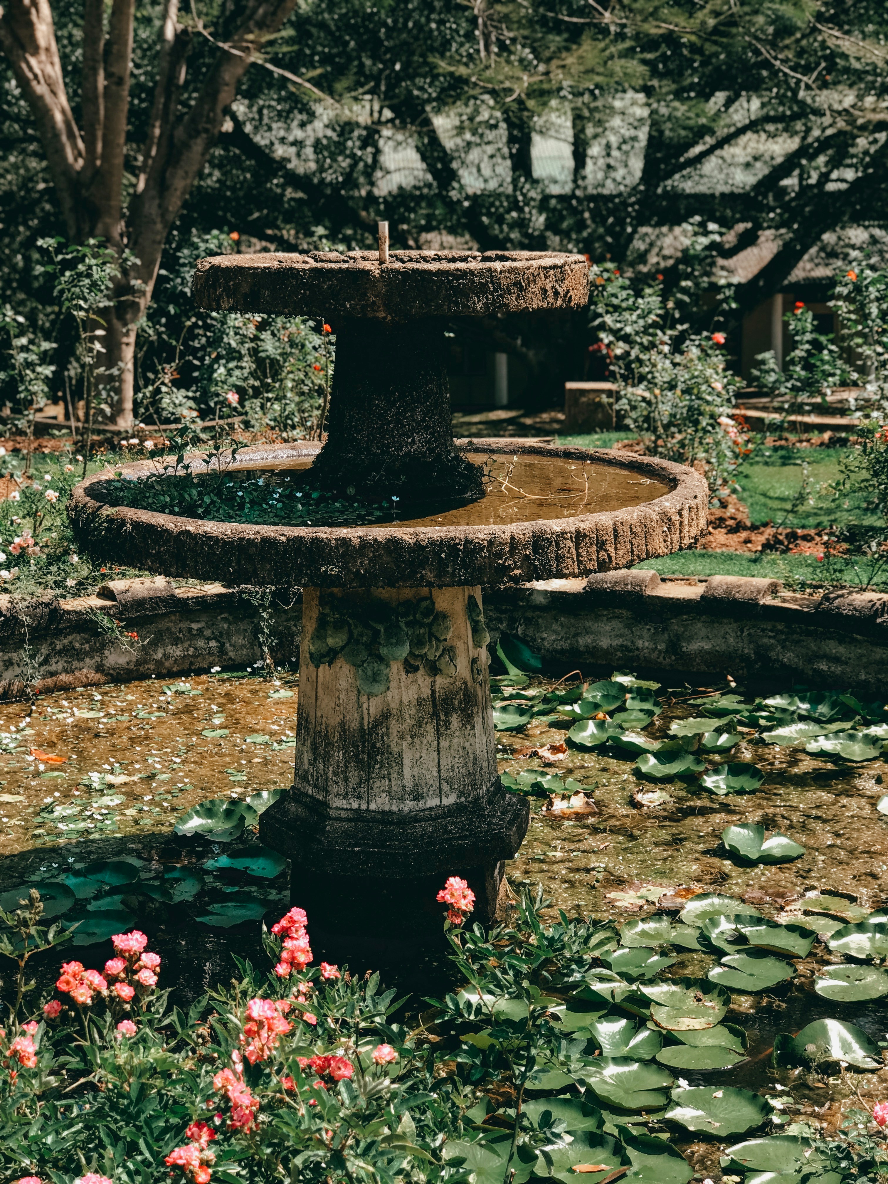 brown outdoor fountain