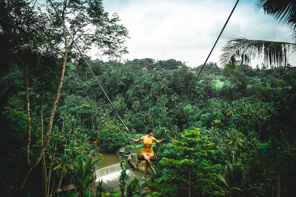 woman swinging on hammock