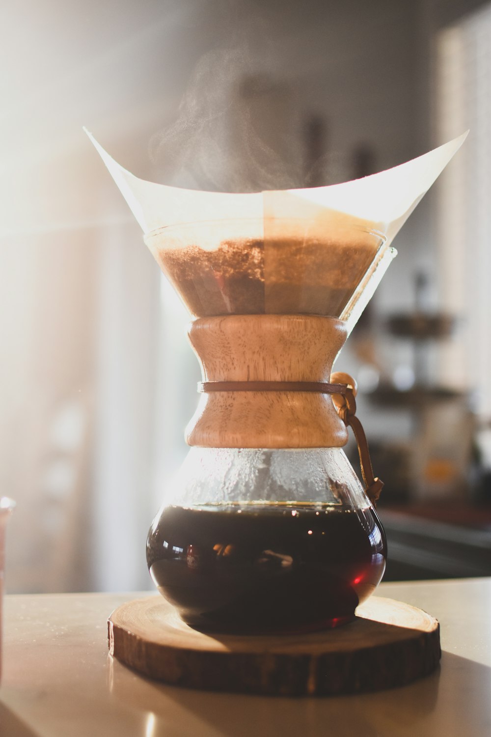 coffeemaker on brown table