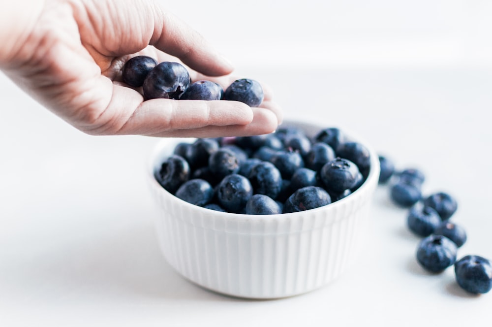 blueberries on white ceramic ramekin