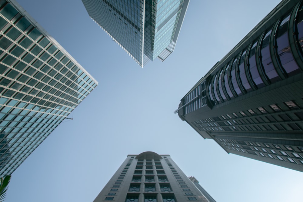 low angle photography of buildings