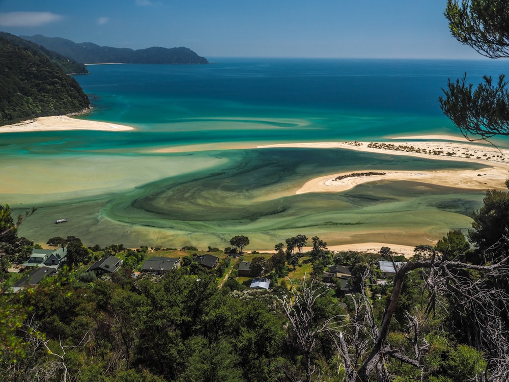 high-angle photography of blue beach