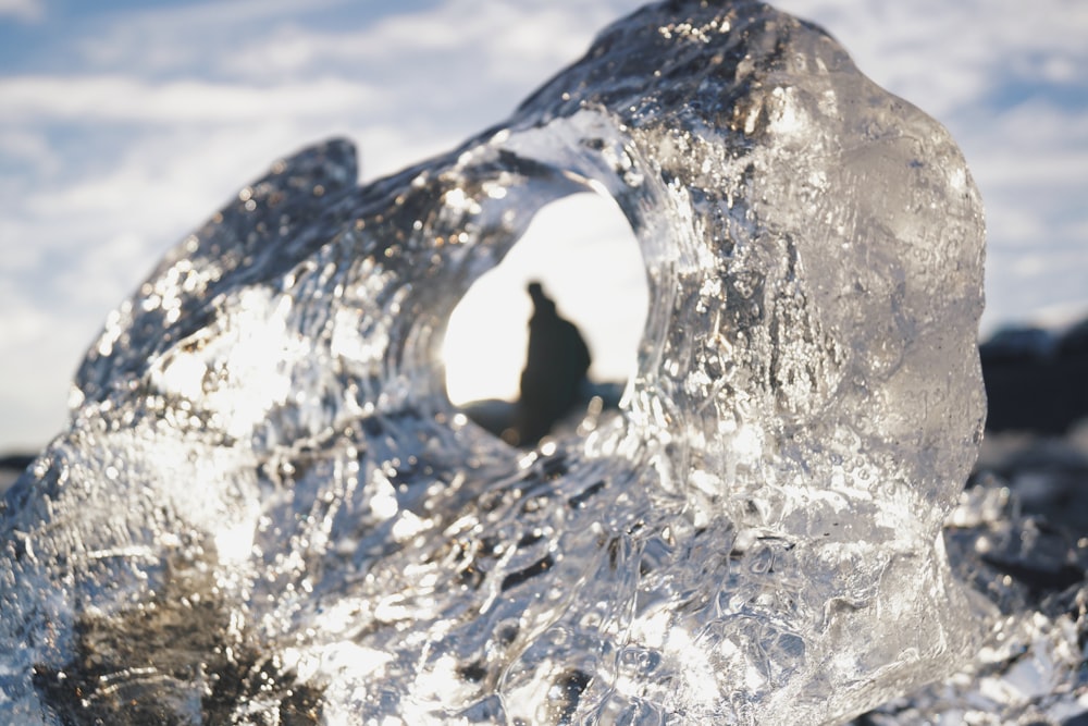 a close up of a piece of ice