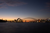 A serene view of the Sydney skyline with financial buildings in the foreground.